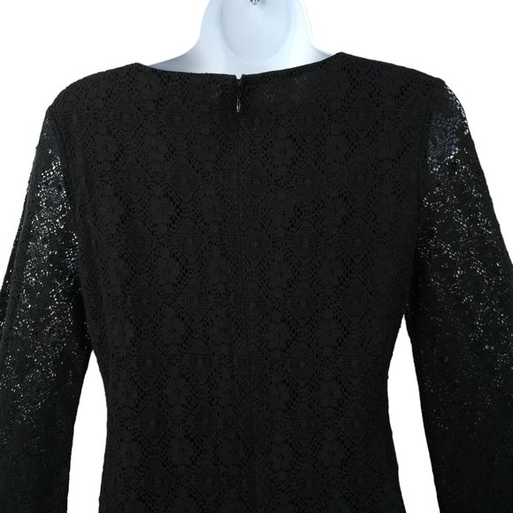 Flying Tomato Aztec Boho Tunic Top Mini Dress Long Bell Sleeve Sz M Black Lace - Picture 14 of 16